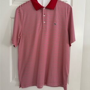 Vineyard Vines Red and White Striped Polo Shirt